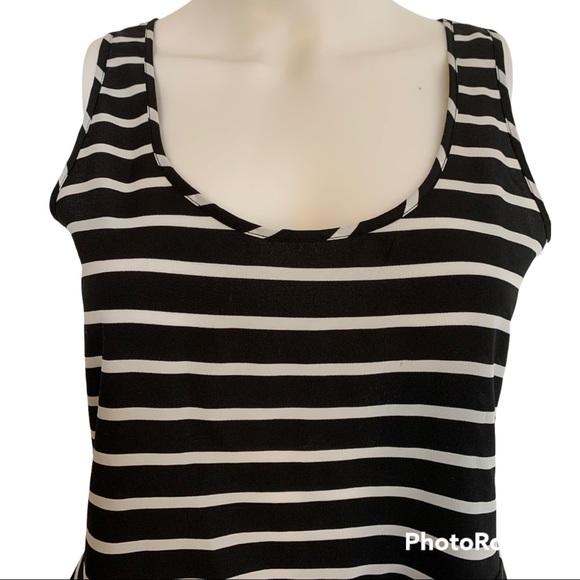 GAP Black Striped Breton Peplum Tank Top S - Picture 2 of 12